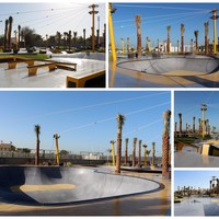 Betonfarbe Skatepark X-Dubai, Sichtbeton, farbiger Beton schwarz gelb